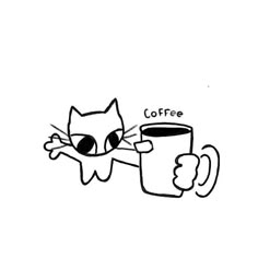 Un gatito abrazando una taza de café